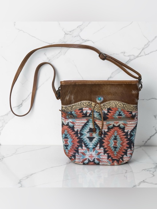 Myra Bag Handbags - Brown Turquoise Myra Southwestern Crossbody Bag
